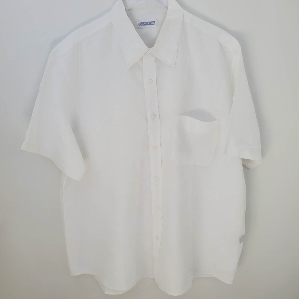 Blanc Bleu Men's Linen Short Sleeve Shirt